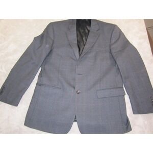Jos A Bank Blazer Mens 44R Blue Gray Micro Check Wool Blend 2 Button Sport Coat